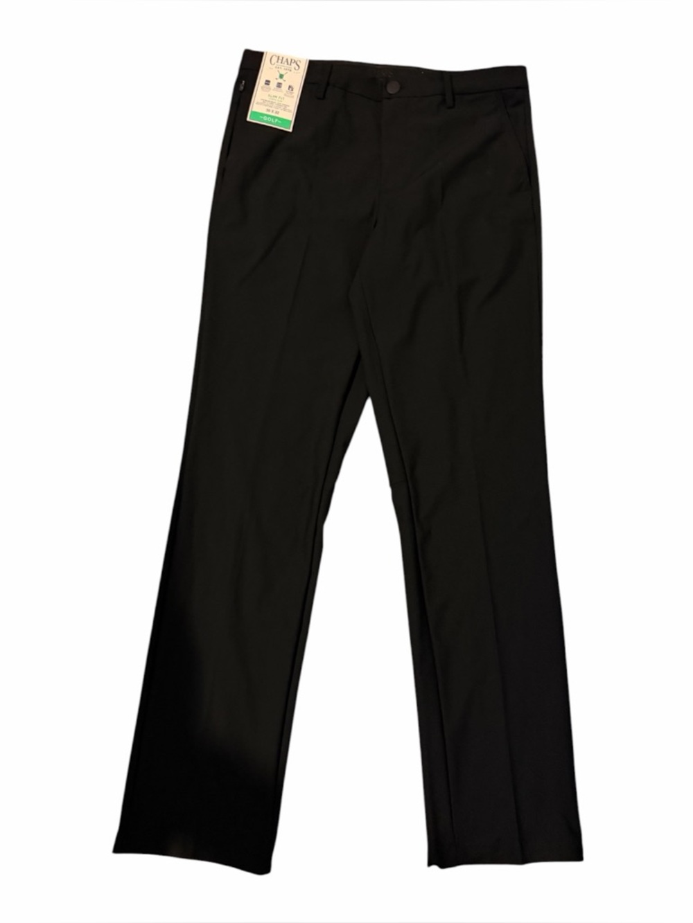 NWT Chaps Men’s Black Slim Fit Performance Golf Pants 30x32 (008)